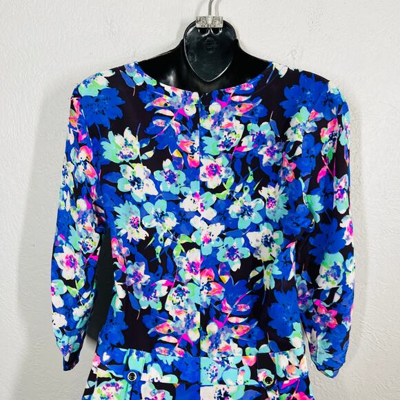 NEW! Yumi Kim Silk Romper Floral Blue Pink Shorts Jumpsuit Casual - S - Picture 4 of 8